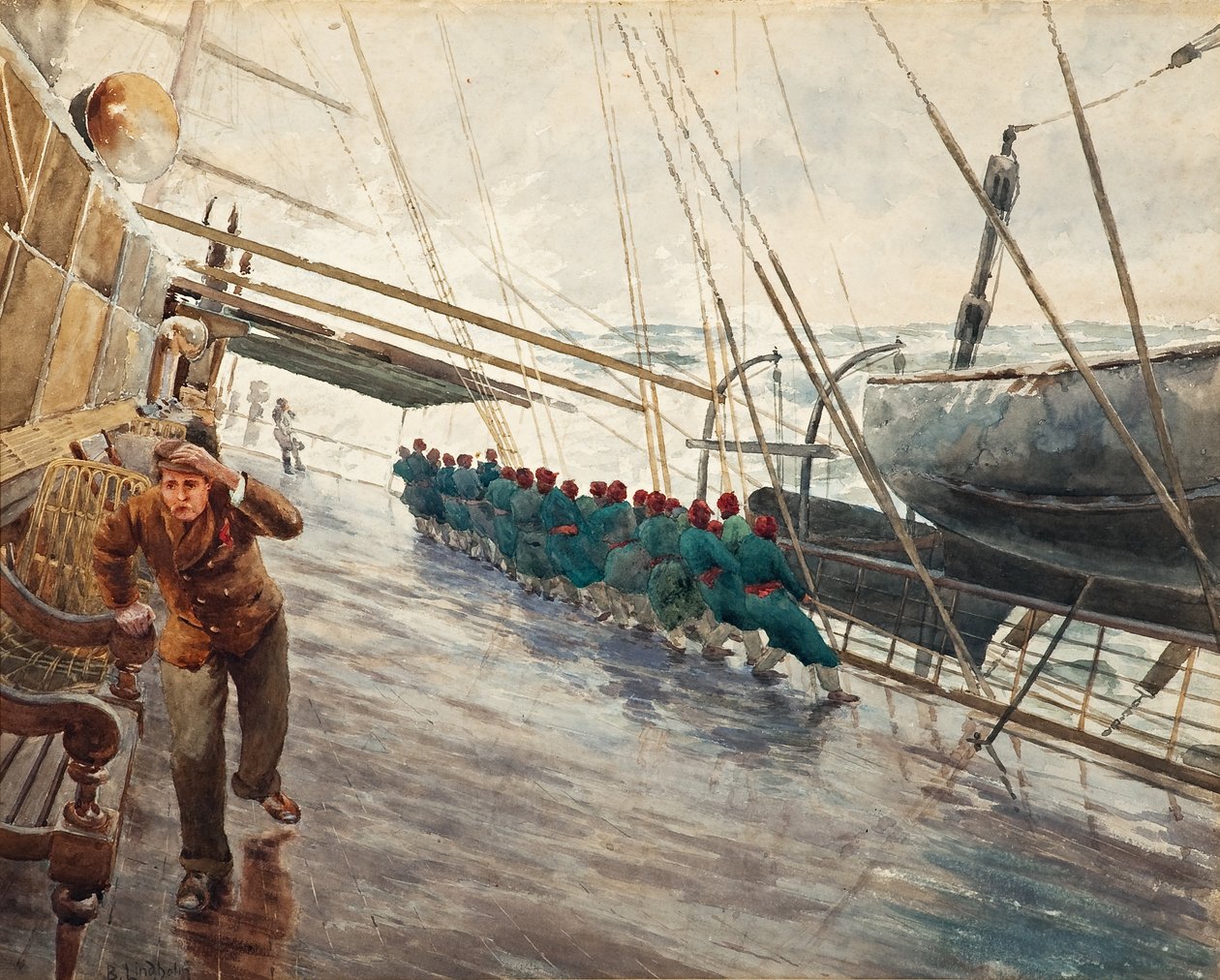 Schiff auf stürmischer See von Berndt Lindholm