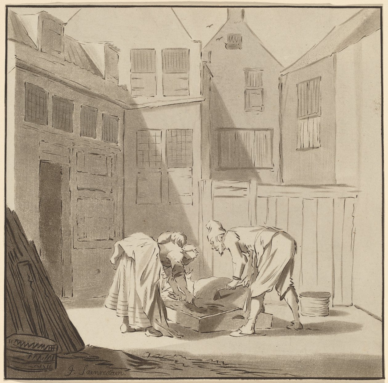 Schweineschlächter, 1778, veröffentlicht 1787 von Bernhard Schreuder