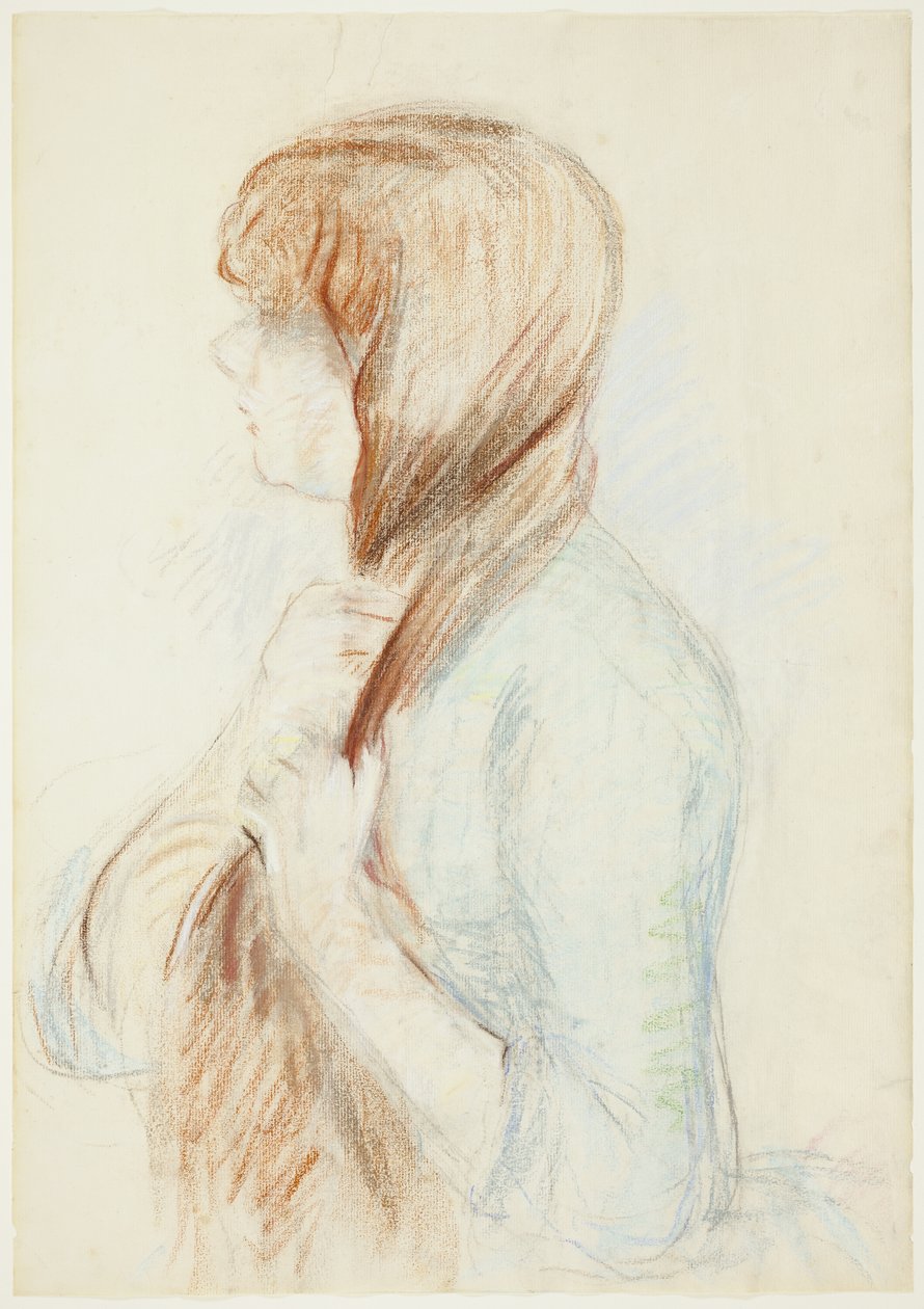 Mädchen, das ihr Haar flechtet (La Natte) von Berthe Morisot