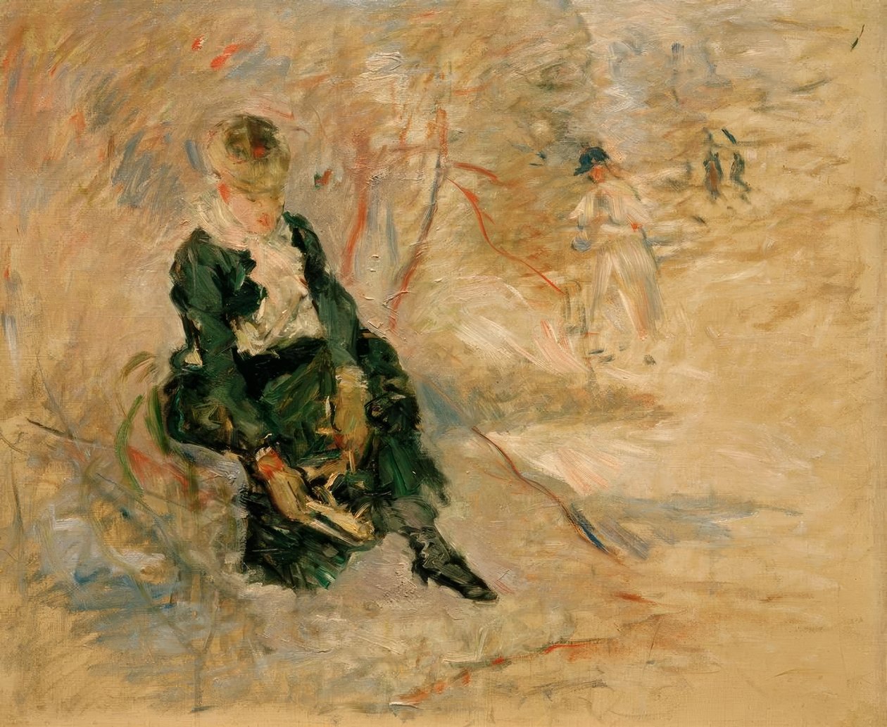 Junge Frau, die ihren Schlittschuh anzieht von Berthe Morisot