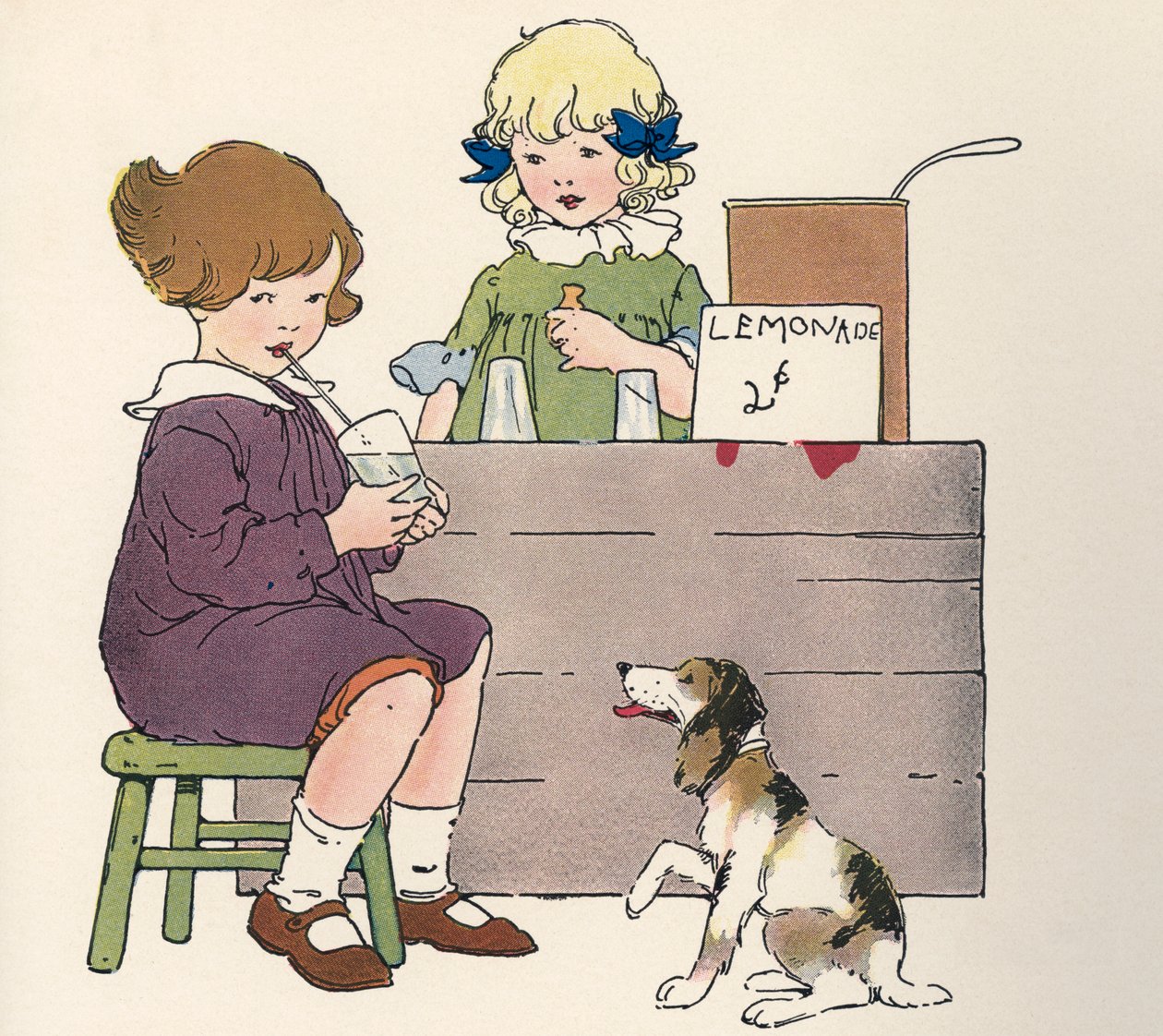 Junge Mädchen an ihrem Limonadenstand von Blanche Fisher Wright