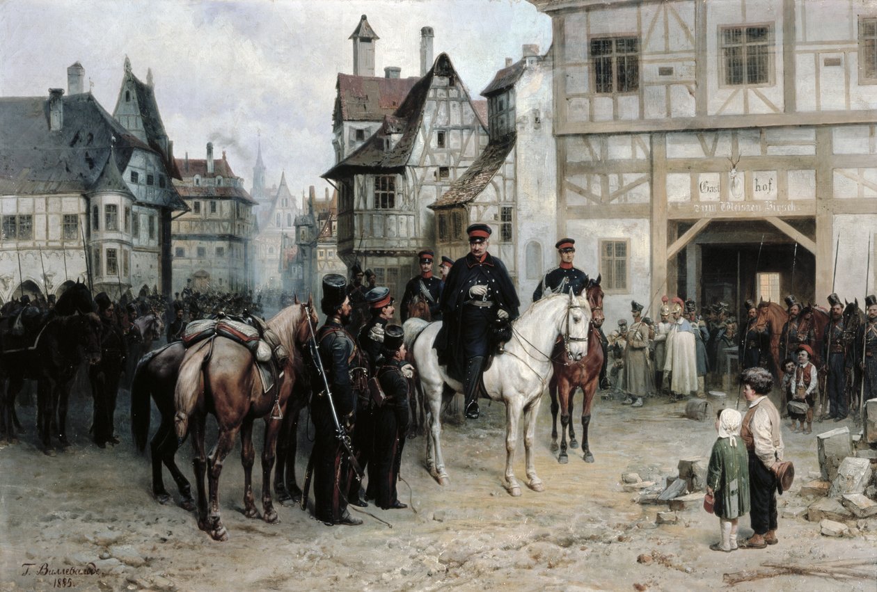 General Blücher (1742-1819) mit den Kosaken in Bautzen, 1885 von Bogdan Willewalde