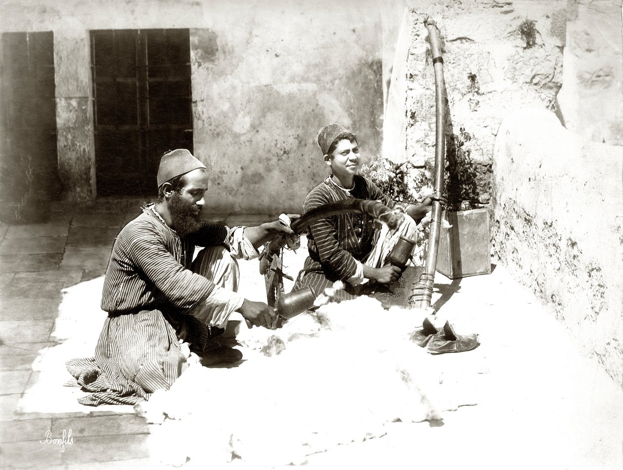 Wollkämmer in Jerusalem, ca. 1867-81 von Bonfils Studio