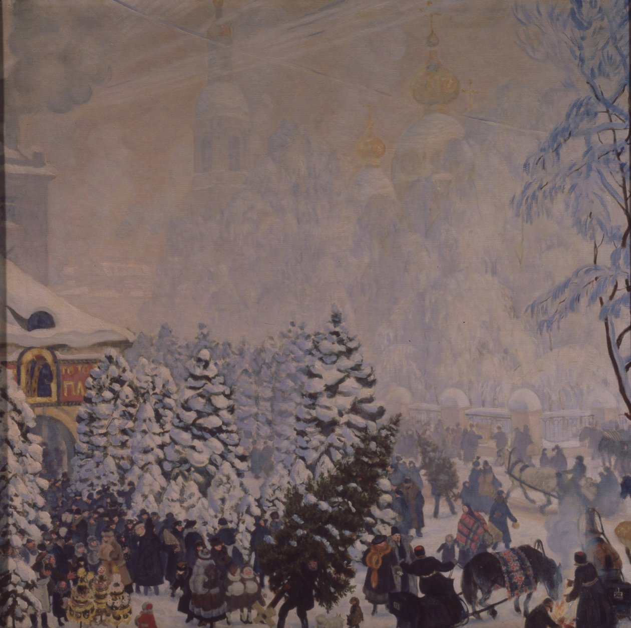Weihnachtsmarkt, 1918 von Boris Mikhailovich Kustodiev