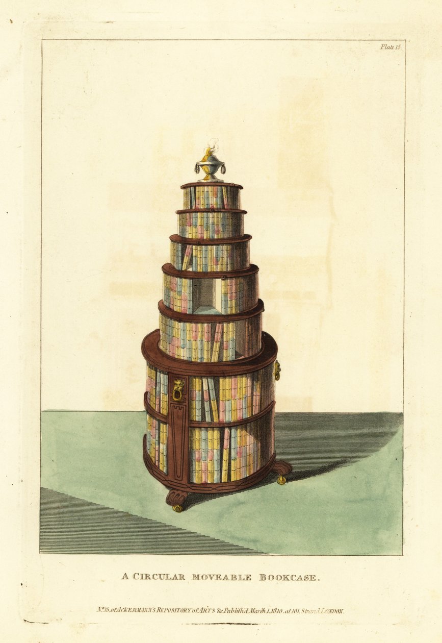 Ein kreisförmiges bewegliches Bücherregal von British School