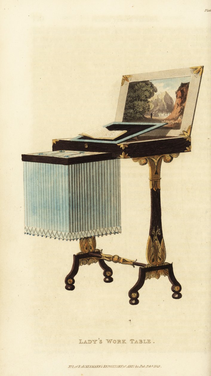 Eleganter Arbeitstisch einer Dame, Regency-Ära von British School