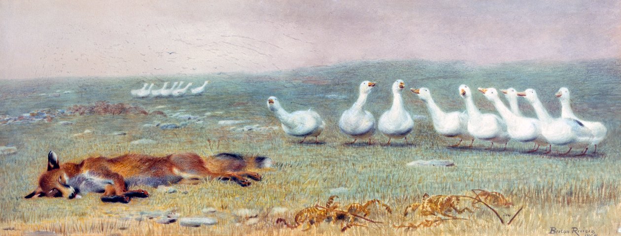 Ein Spiel von Fuchs und Gänsen, 1868 von Briton Riviere