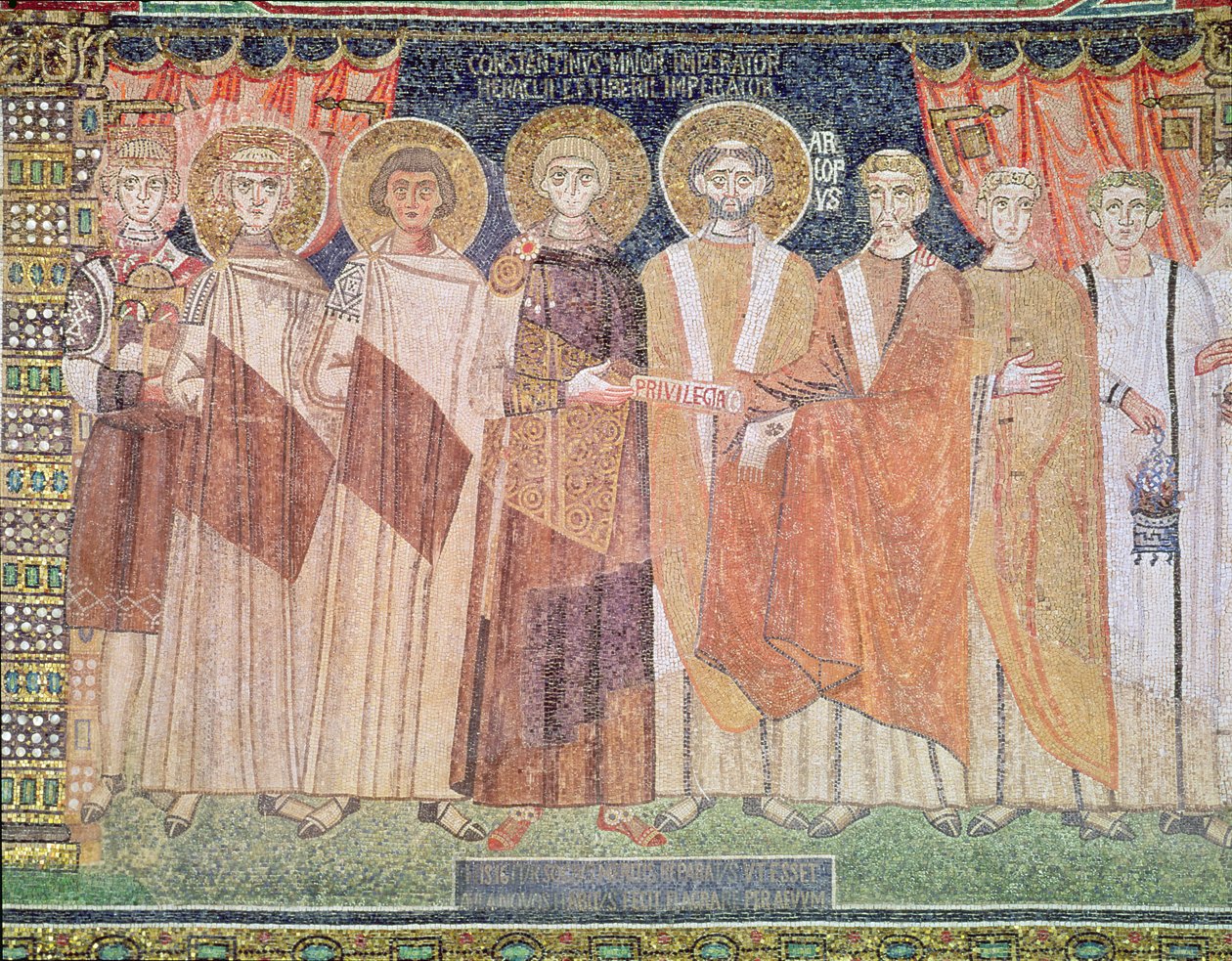 Konstantin IV. gewährt Bischof Reparatus Privilegien für die Kirche von Ravenna von Byzantine School