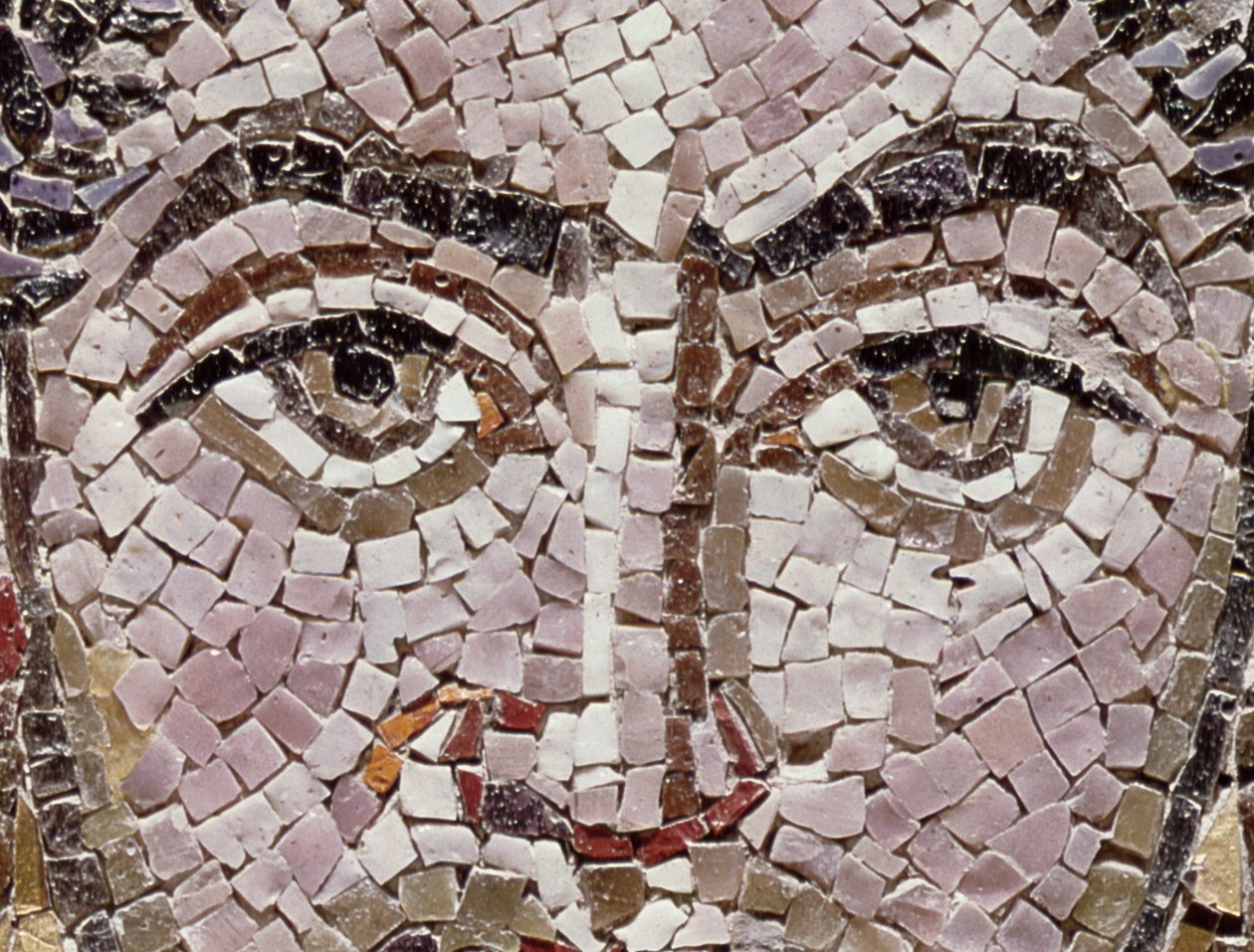 Kaiser Justinian I. (483-565) ca. 547 n. Chr. (Mosaik) (Detail) von Byzantine School