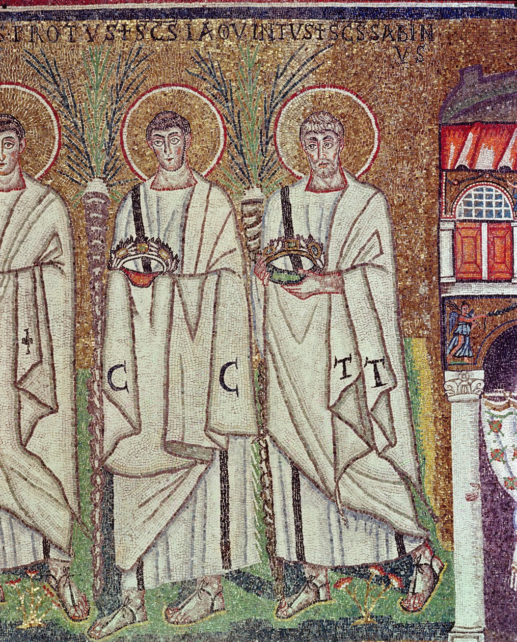 Prozession der Märtyrer, 527-99 (Mosaik) (Detail) von Byzantine School