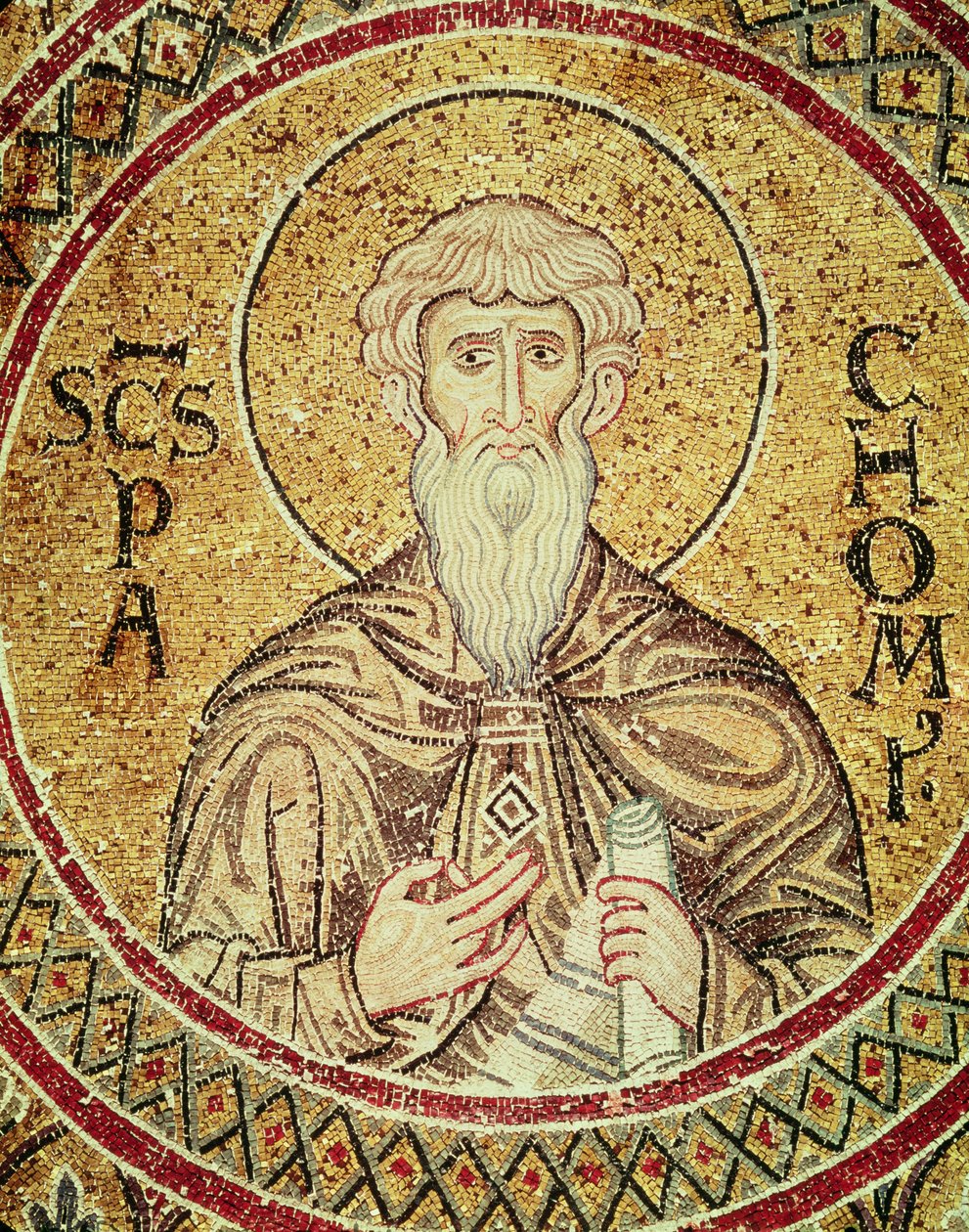 St. Pachomius (gest. 346) (Mosaik) von Byzantine School