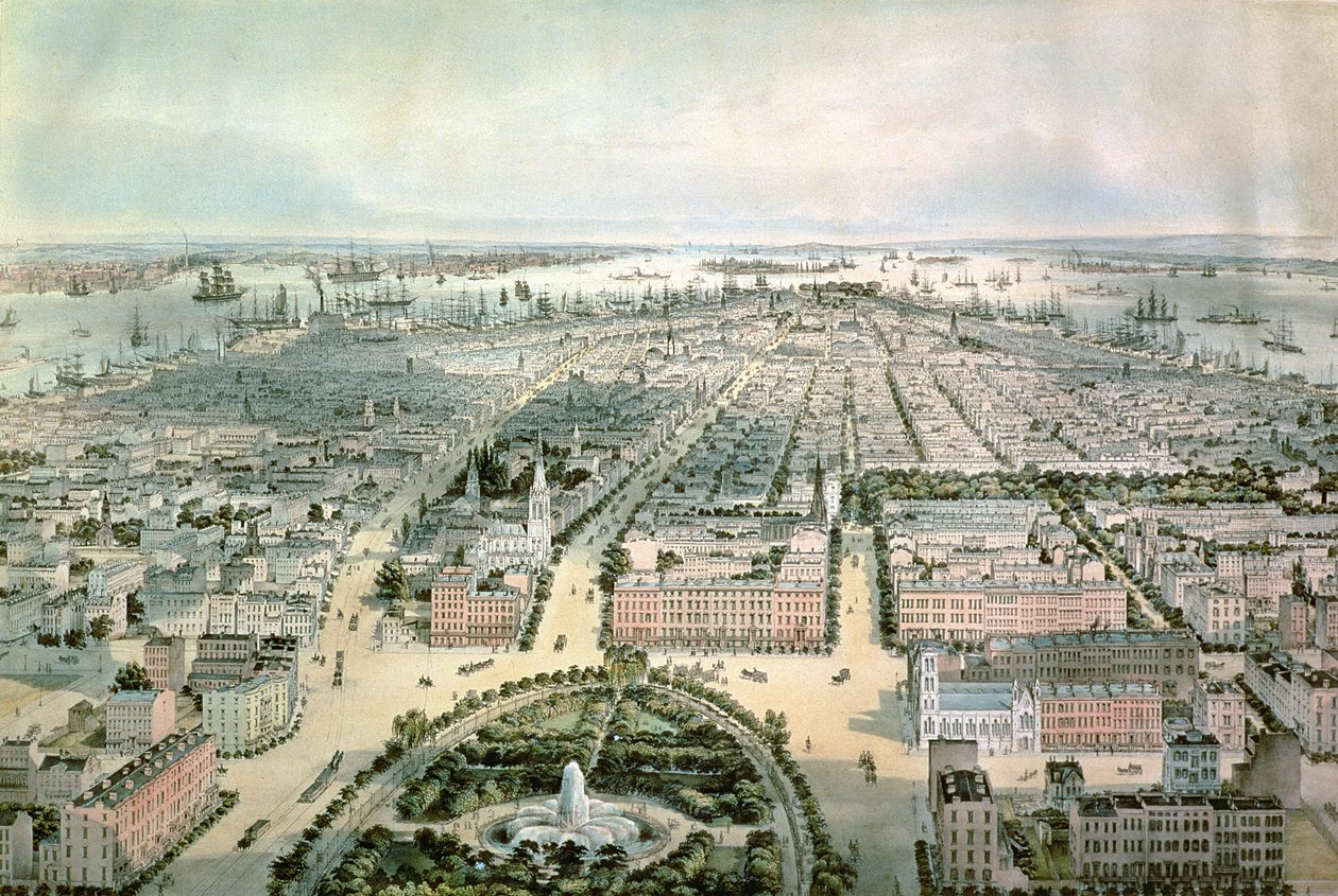 New York Blick nach Süden vom Union Square, veröffentlicht von John Bachman, 1849 von C. Bachman