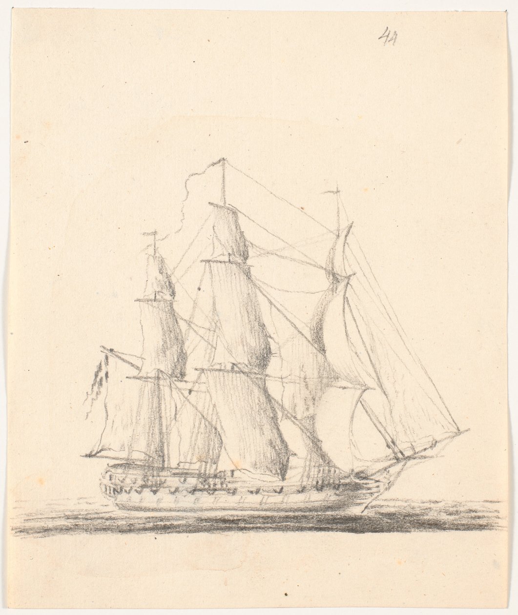Marineschiff unter vollen Segeln von C.A. Lorentzen