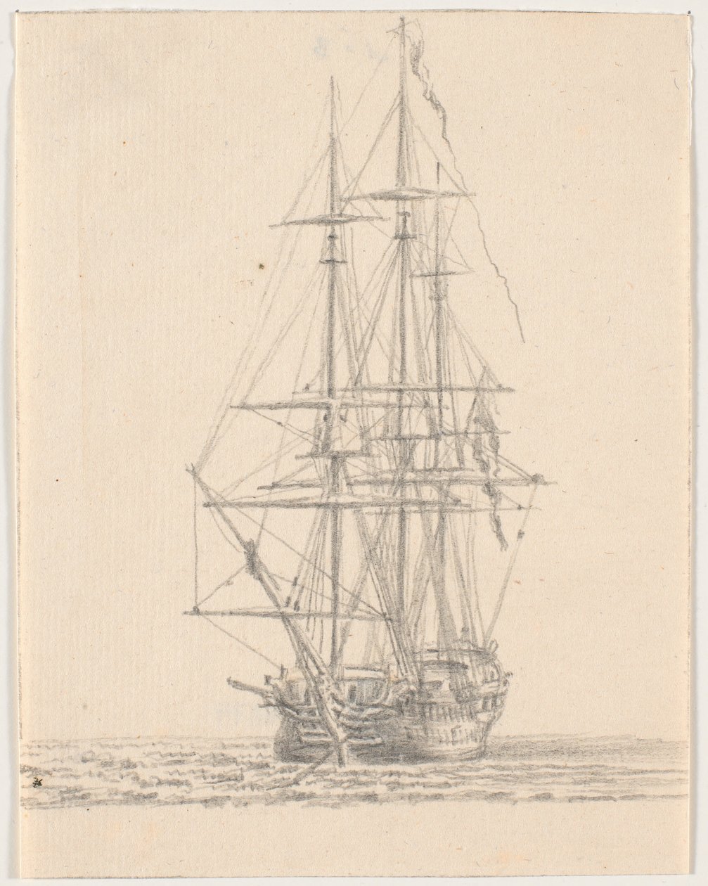 Marineschiff mit gerefften Segeln von C.A. Lorentzen