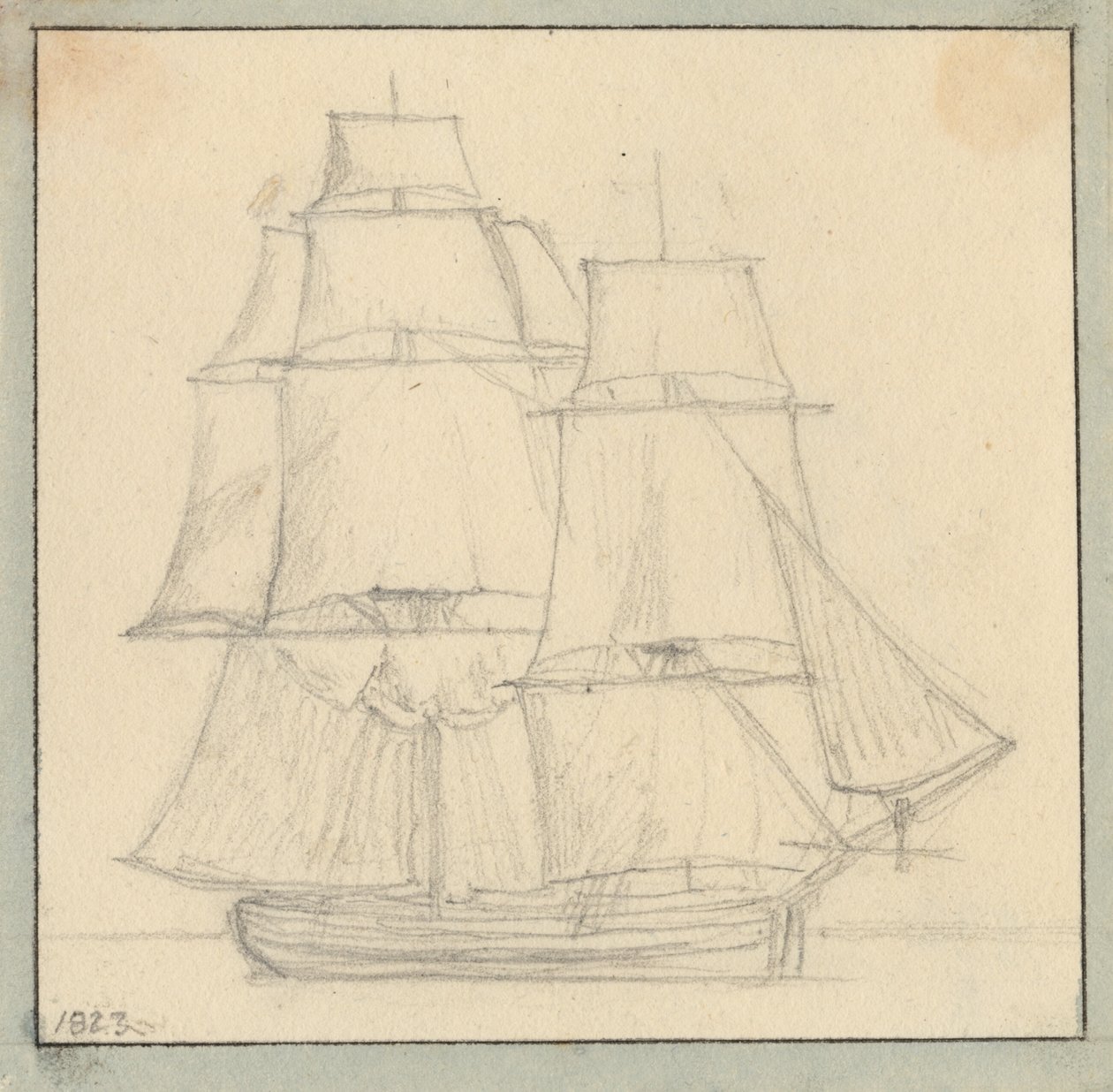 Eine Brigg mit Leesegel auf dem Großmast von Christoffer Wilhelm Eckersberg