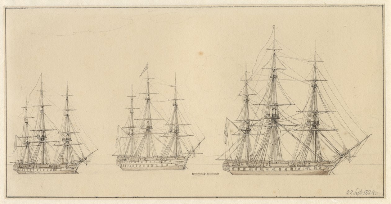 Drei russische Linienschiffe von Christoffer Wilhelm Eckersberg