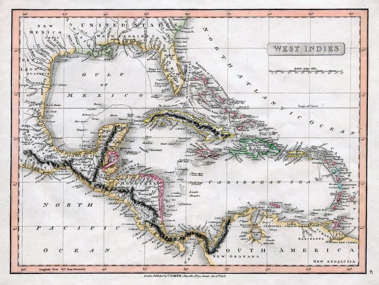Eine Karte der Westindischen Inseln, 1808 von C Smith