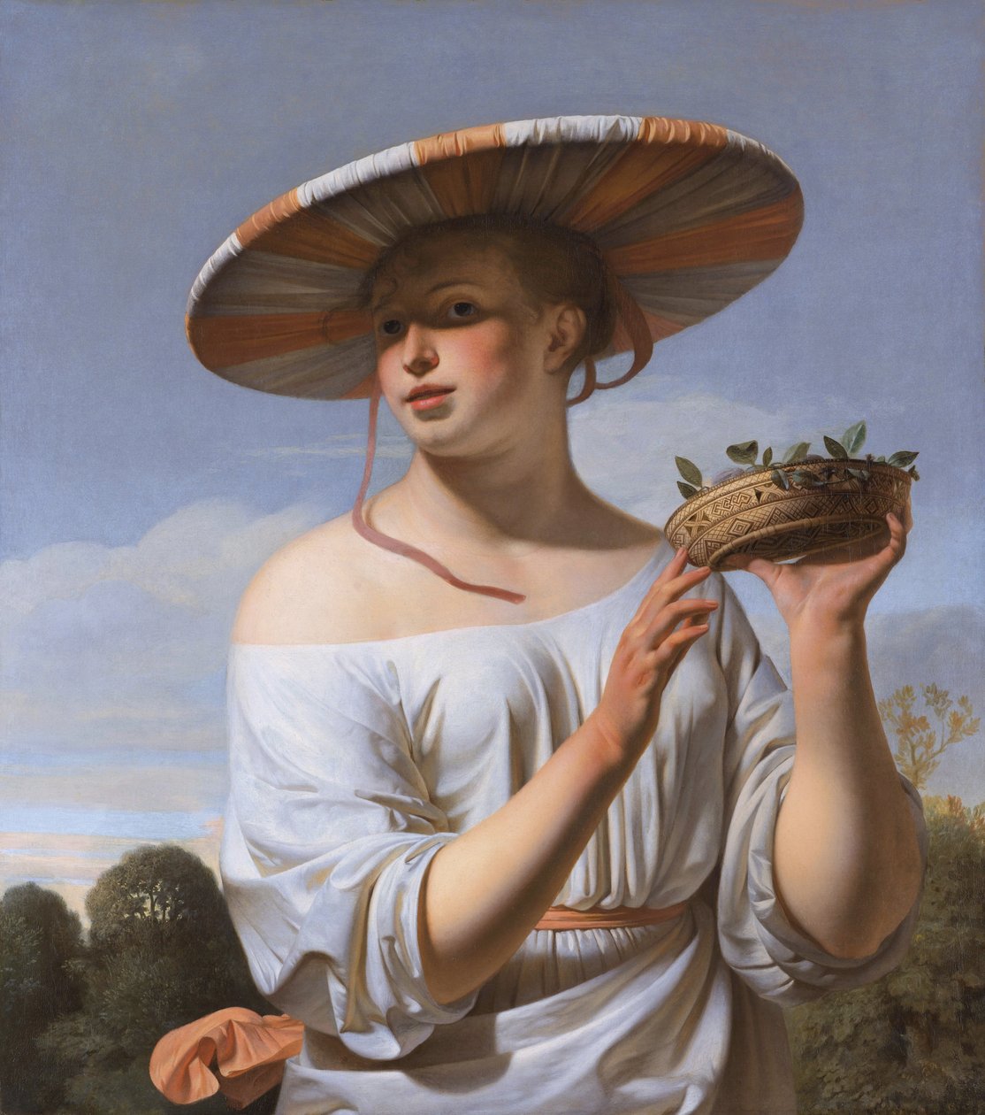 Mädchen mit großem Hut von Caesar van Everdingen