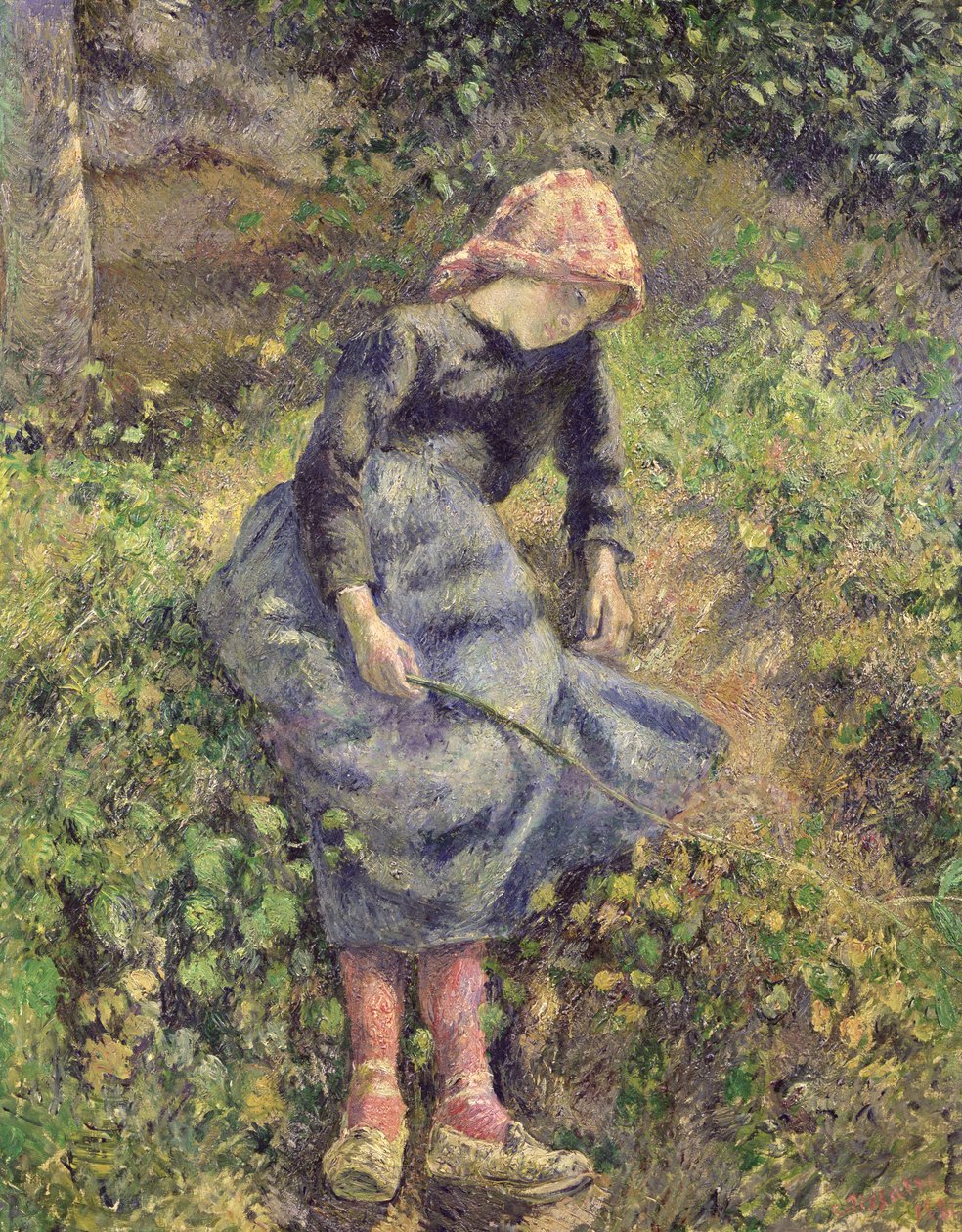 Mädchen mit einem Stock, 1881 von Camille Jacob Pissarro