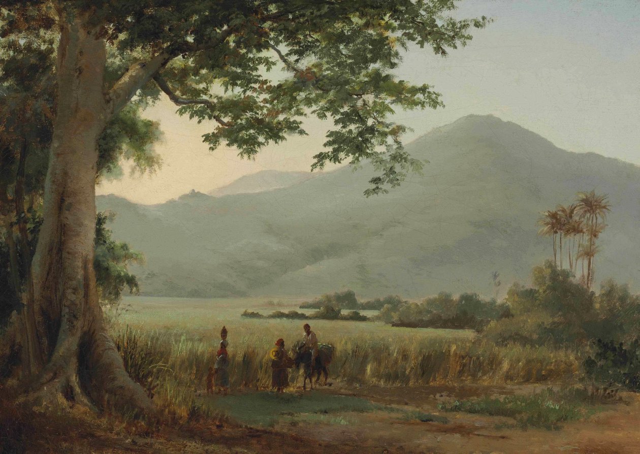 Personen diskutieren am Wegesrand von Camille Jacob Pissarro
