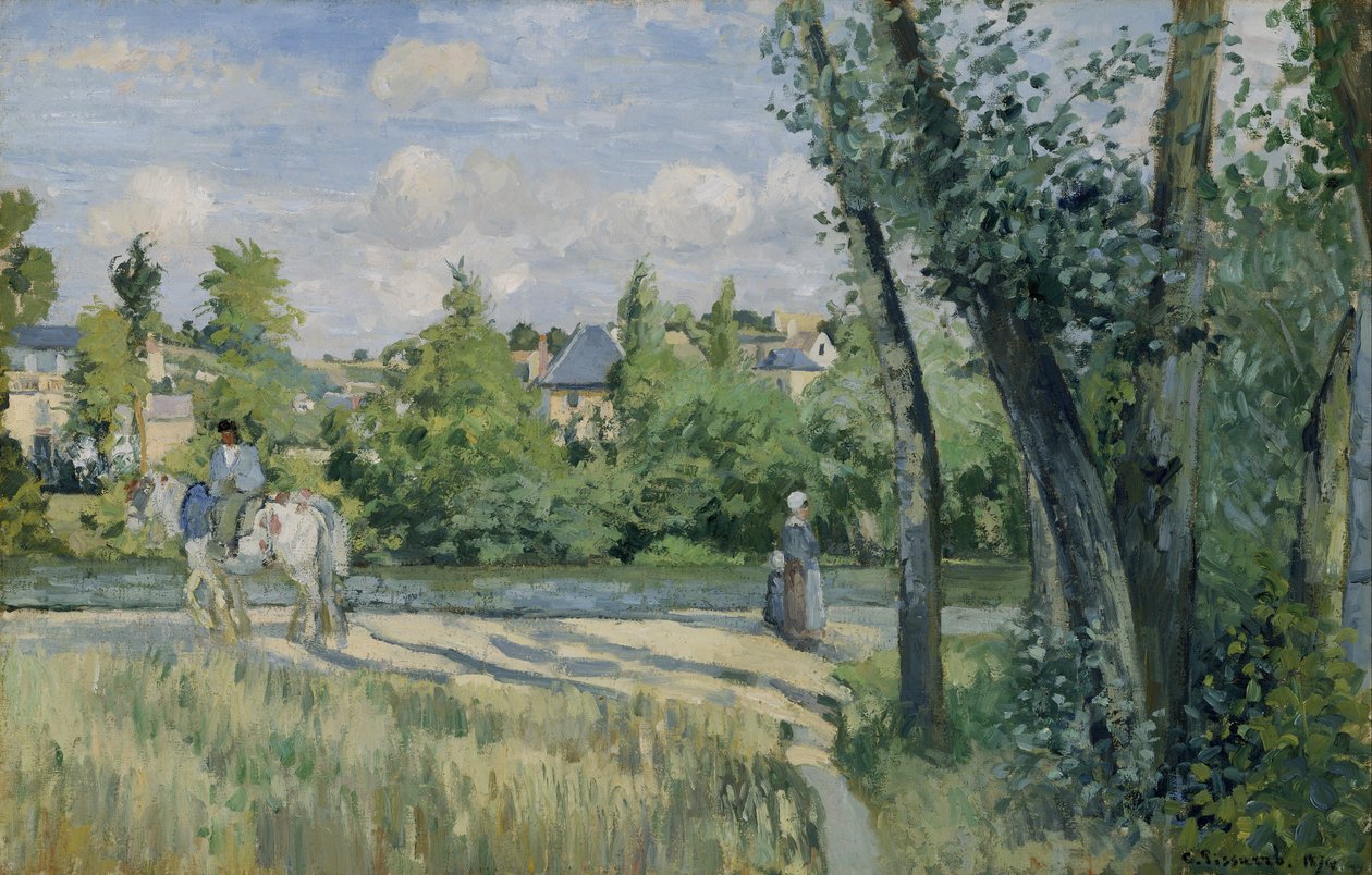 Sonnenlicht auf der Straße, Pontoise von Camille Jacob Pissarro