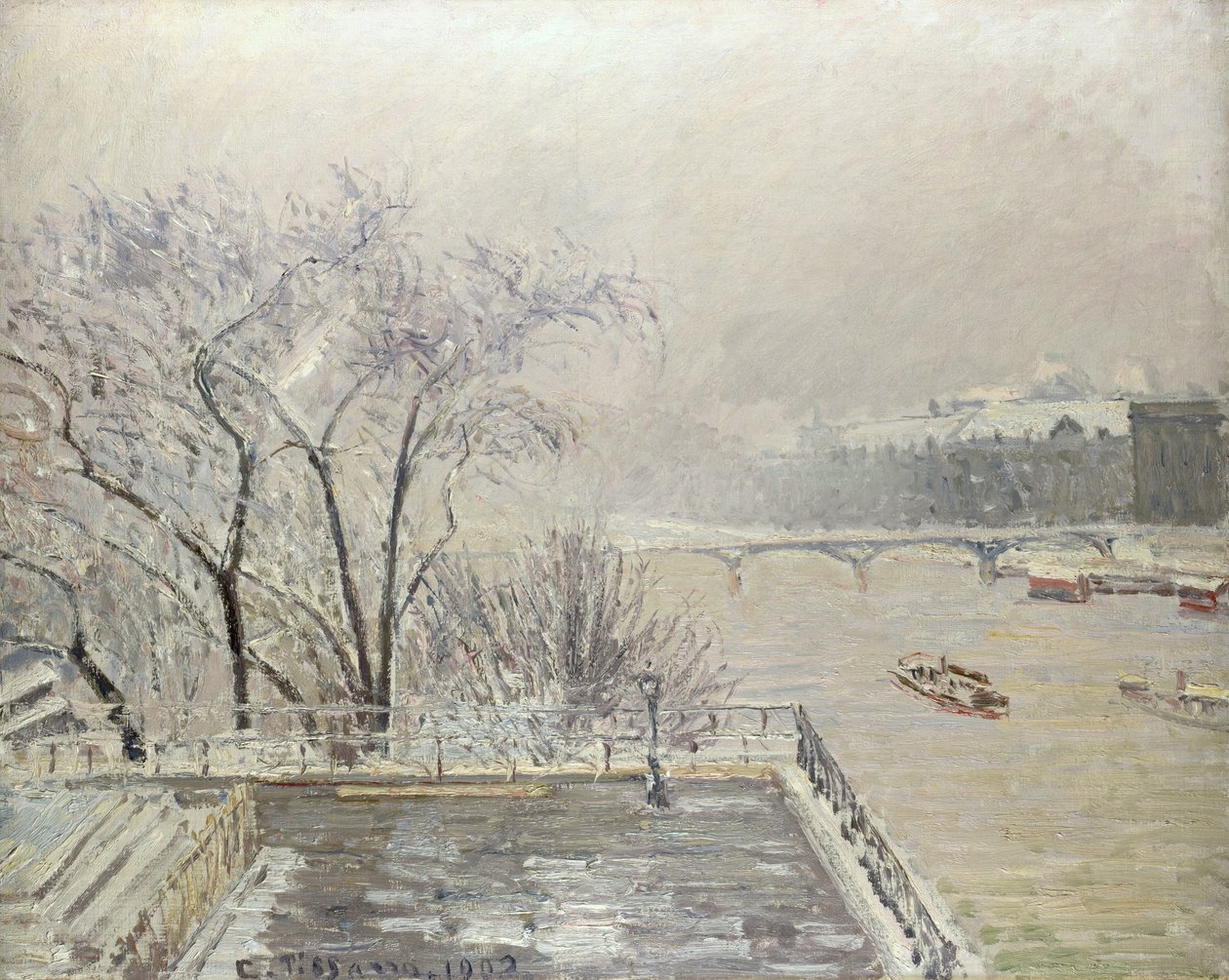 Der Louvre im Schnee von Camille Jacob Pissarro