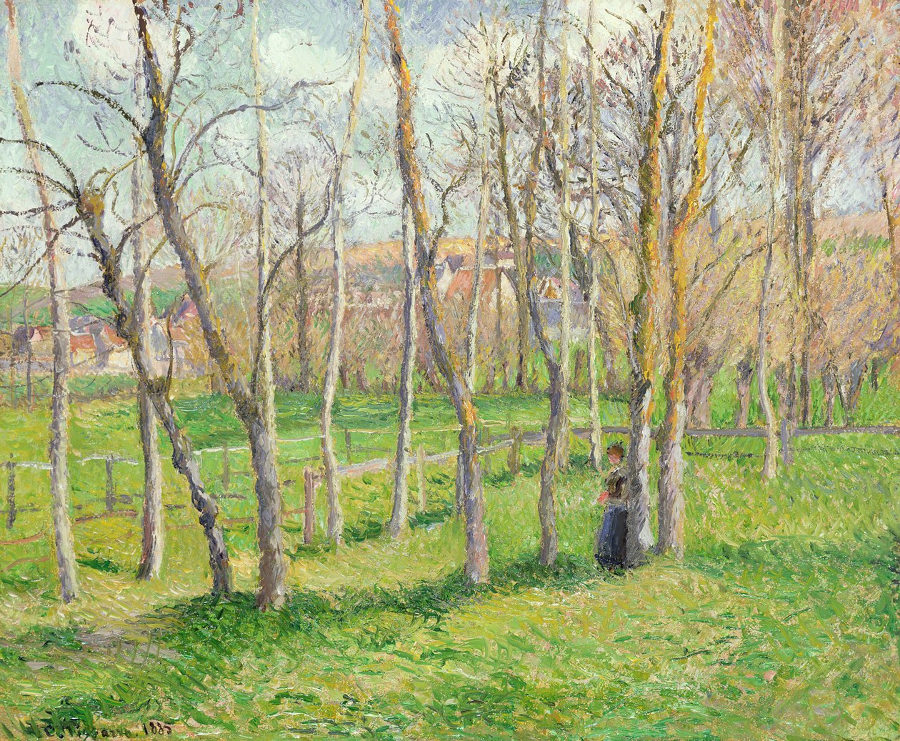Wiese bei Bazincourt, 1885 von Camille Jacob Pissarro