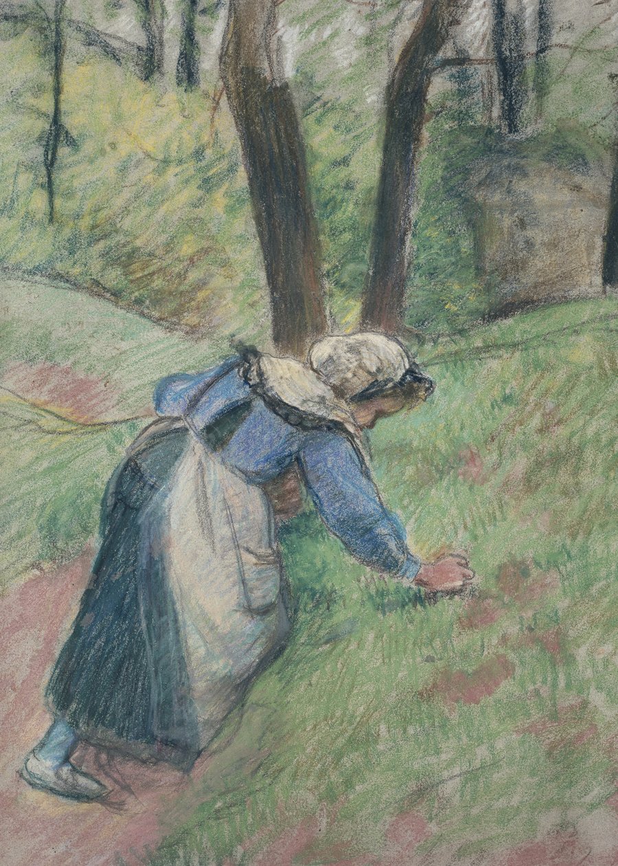 Bäuerin beim Unkrautjäten von Camille Jacob Pissarro