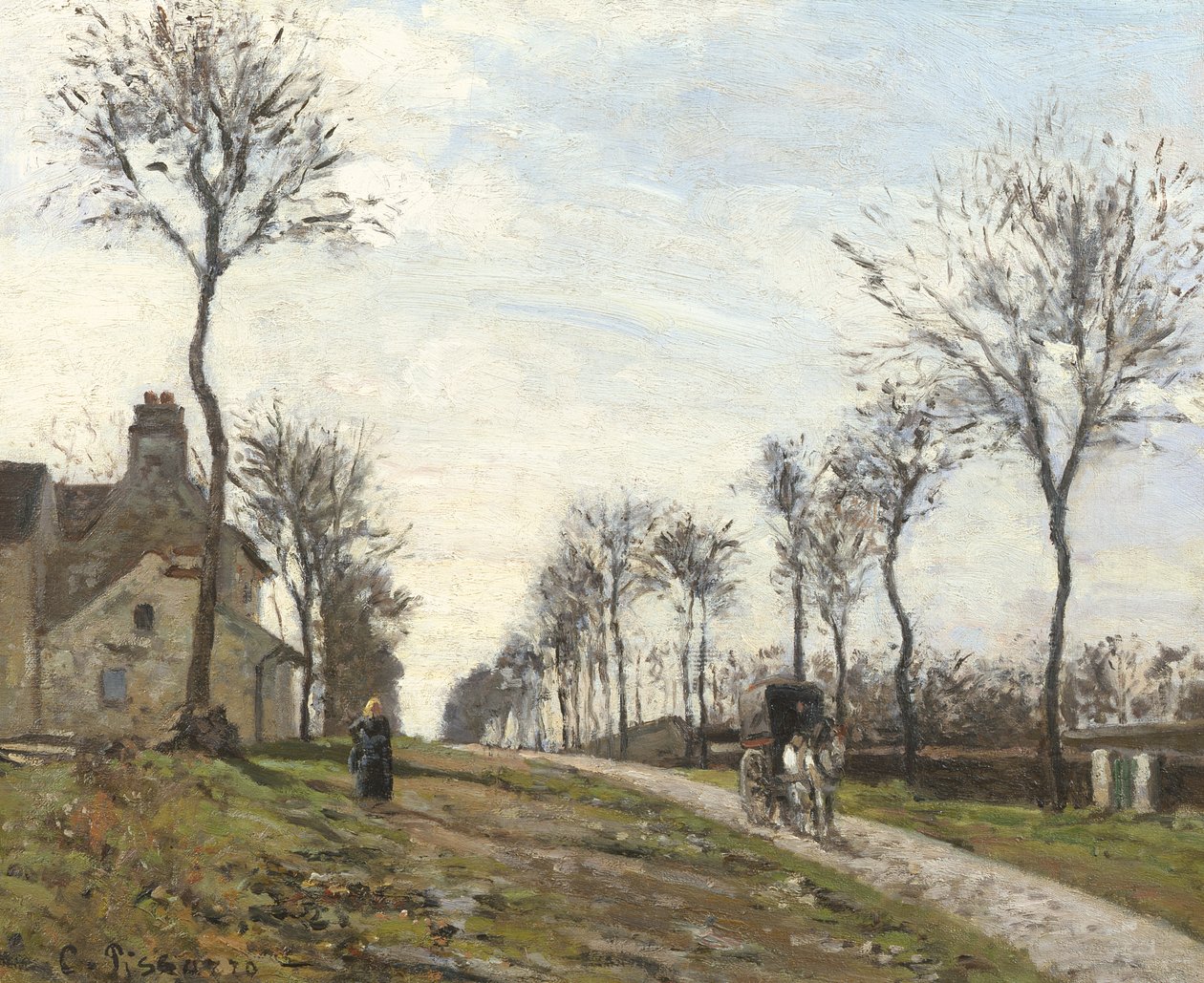 Straße in Louveciennes, 1870 von Camille Jacob Pissarro