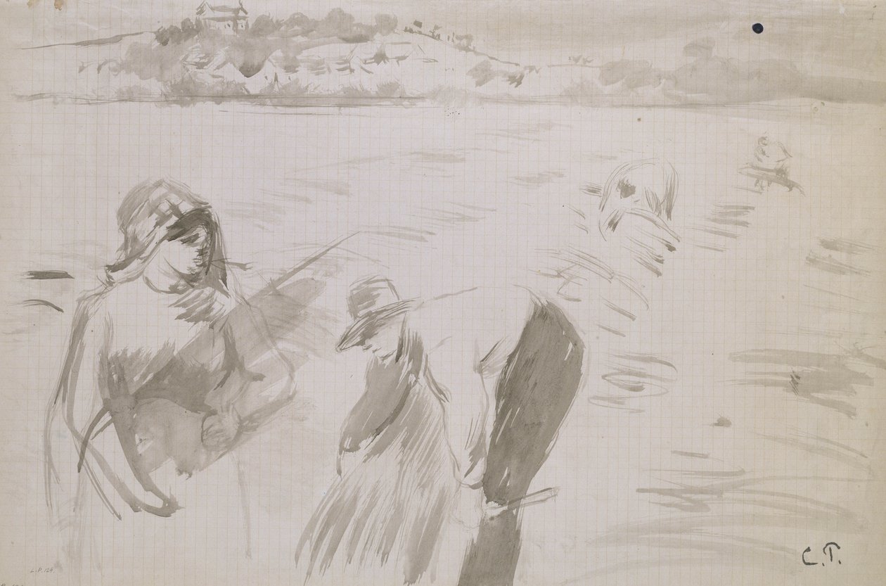 Studie von Erntearbeitern, die auf einem Feld in der Nähe von Pontoise arbeiten von Camille Jacob Pissarro