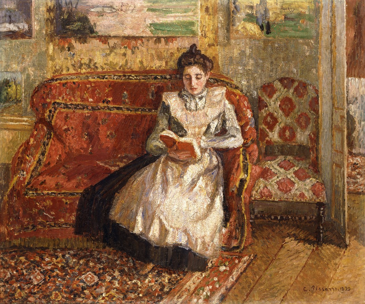 Jeanne beim Lesen, 1899 von Camille Jacob Pissarro