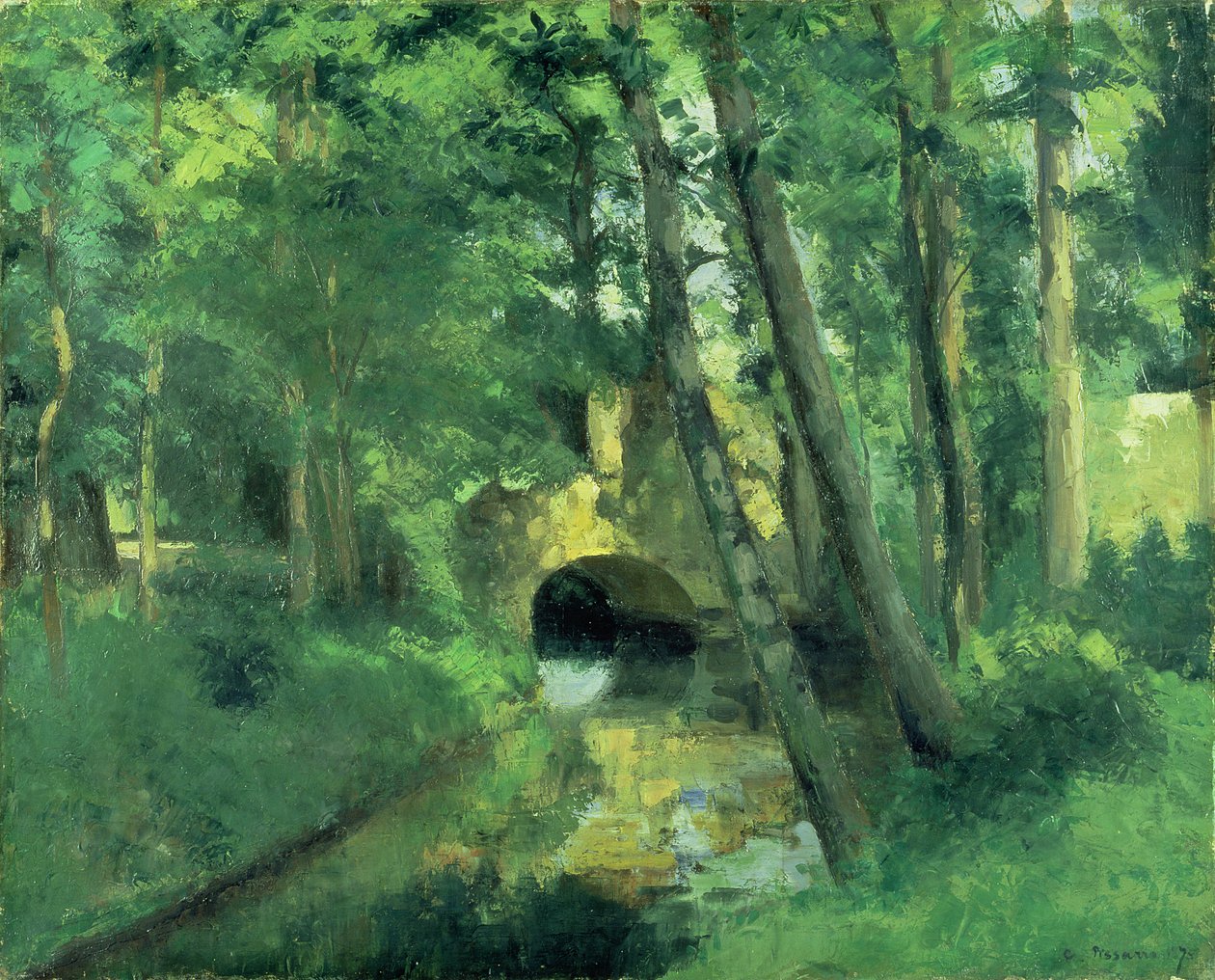 Die kleine Brücke, Pontoise, 1875 von Camille Jacob Pissarro