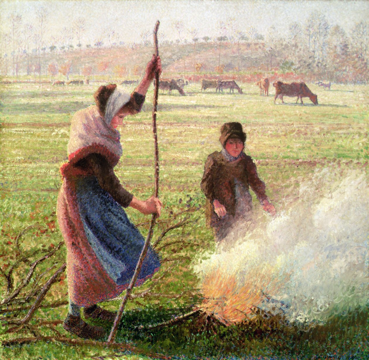 Weiße Frost, Frau beim Holzhacken von Camille Jacob Pissarro