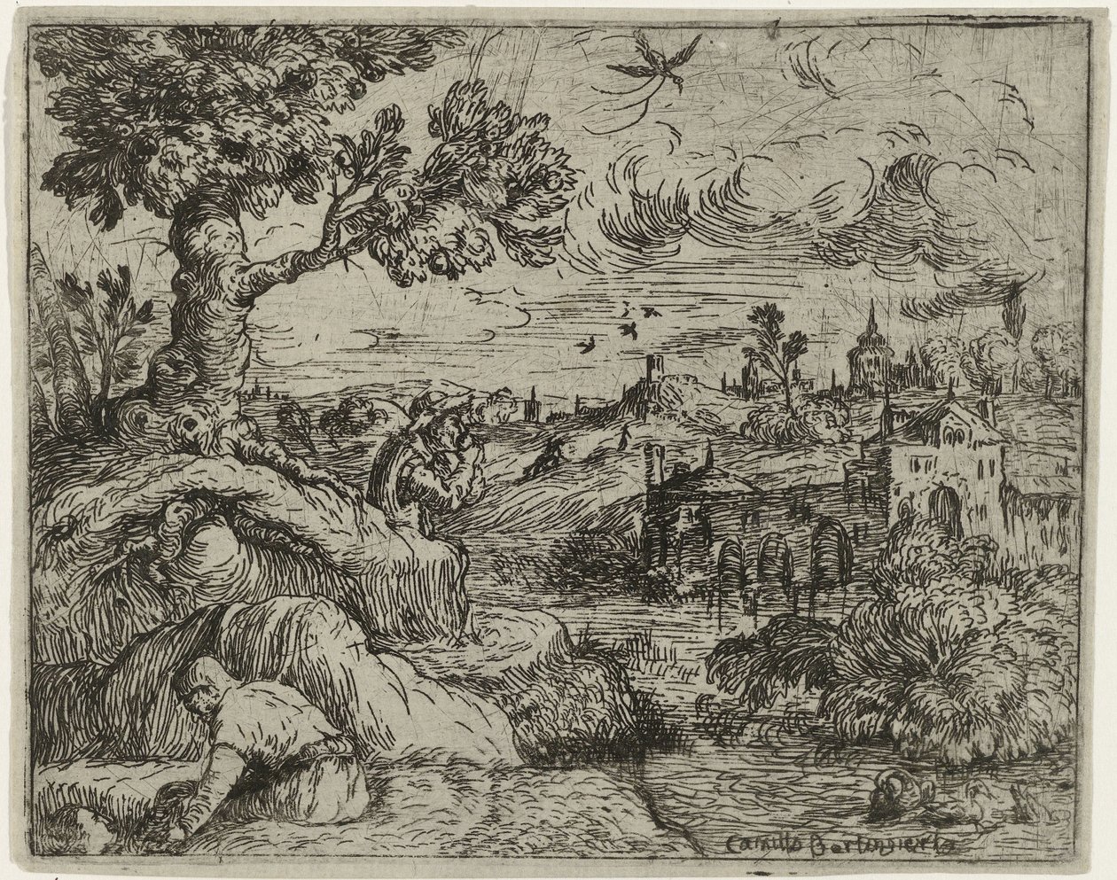 Landschaft mit bewölktem Himmel von Camillo Berlinghieri