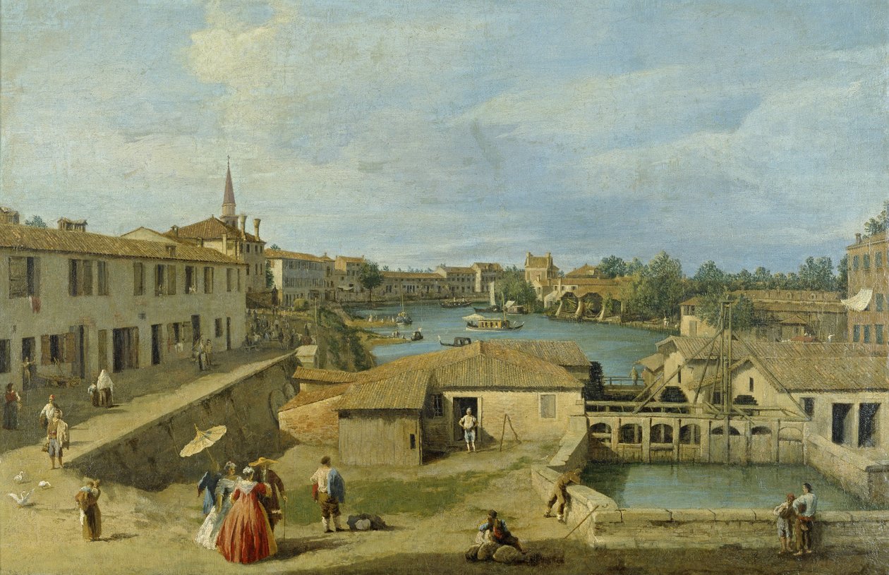 Ein Blick auf Dolo am Brenta-Kanal, ca. 1725-29 von Giovanni Antonio Canal