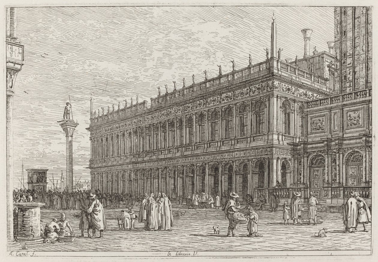Die Bibliothek. V. (oben links) von Canaletto