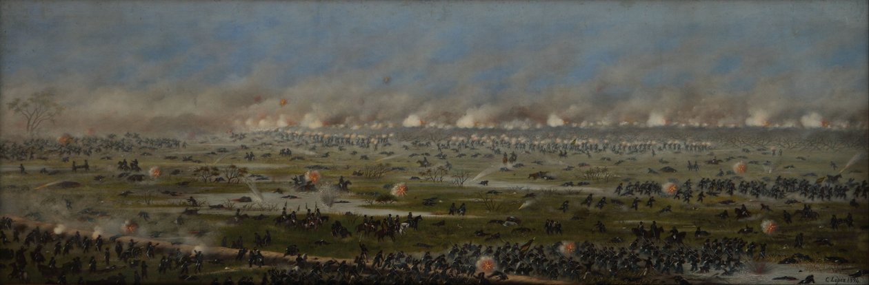 Angriff auf die zweite brasilianische Kolonne in Curupayti von Candido Lopez