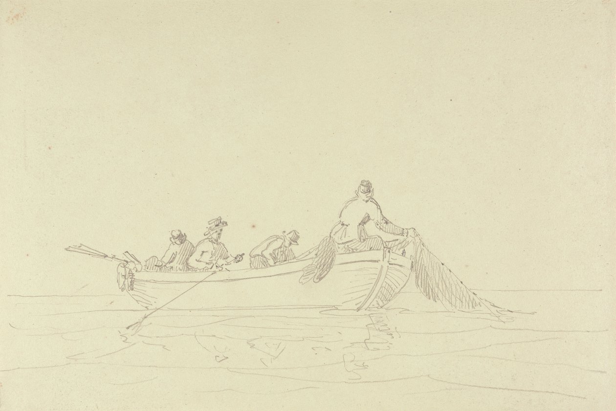 Skizze von Fischern in einem Boot von Capt. Thomas Hastings