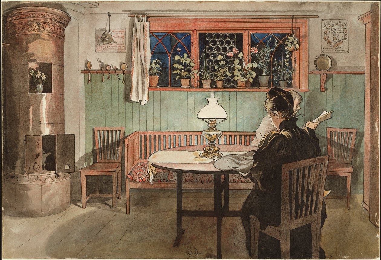 Wenn die Kinder ins Bett gegangen sind von Carl Larsson