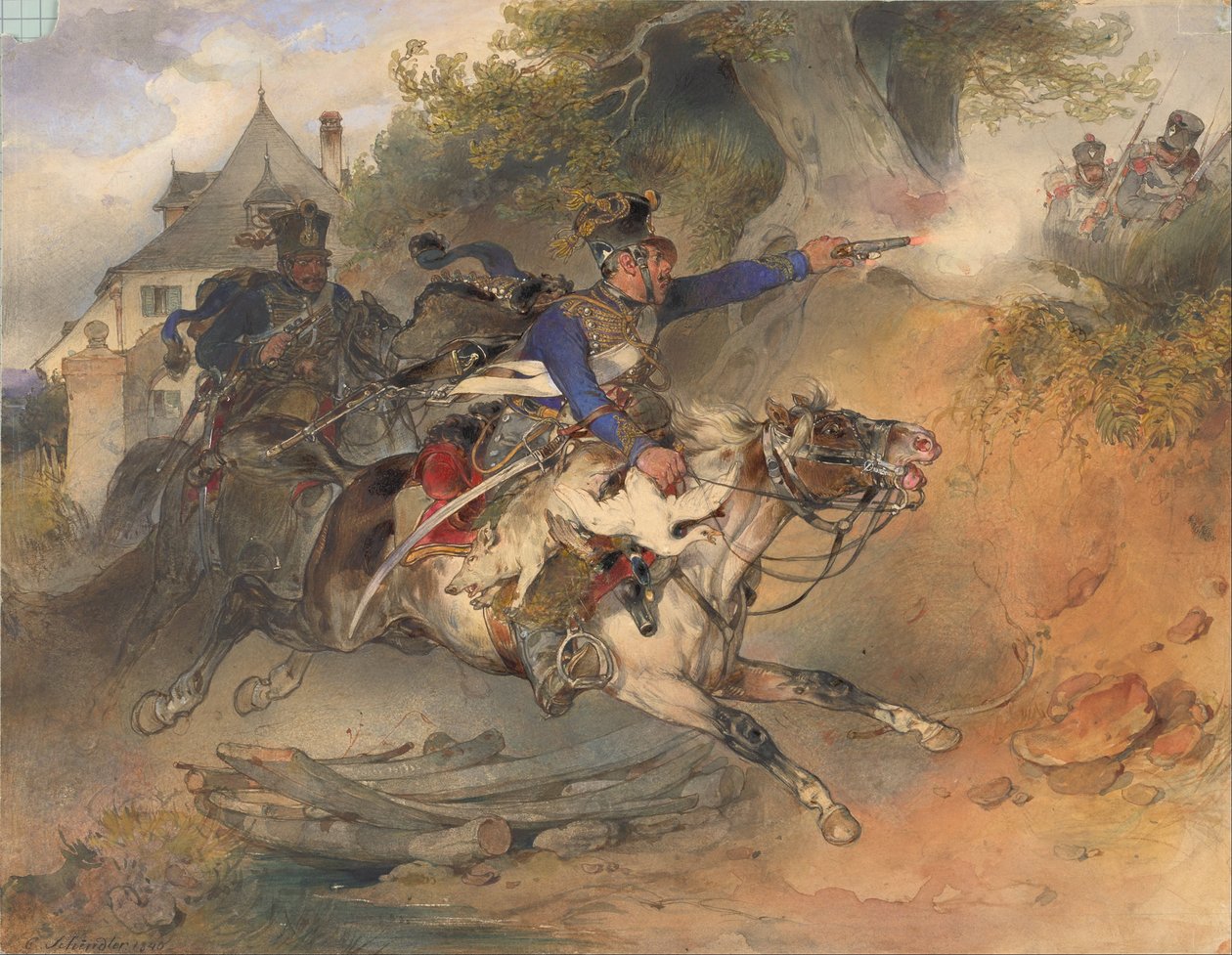 Der foragierende Husar, 1840 von Carl Schindler