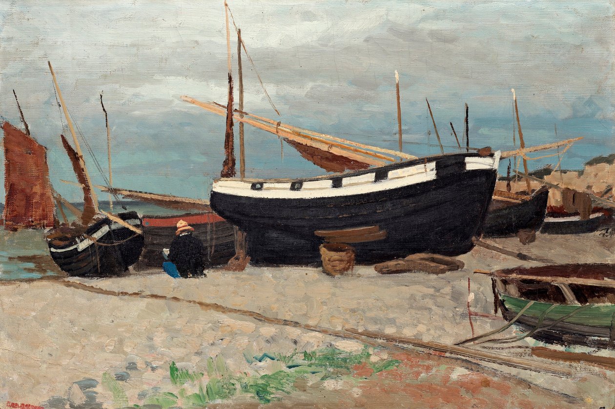 Boote am Ufer, Küstenszene aus dem Norden Frankreichs von Carl Skånberg