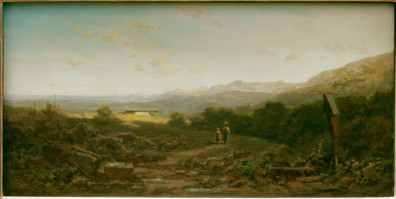 Sennerin mit Kind auf der Alm von Carl Spitzweg