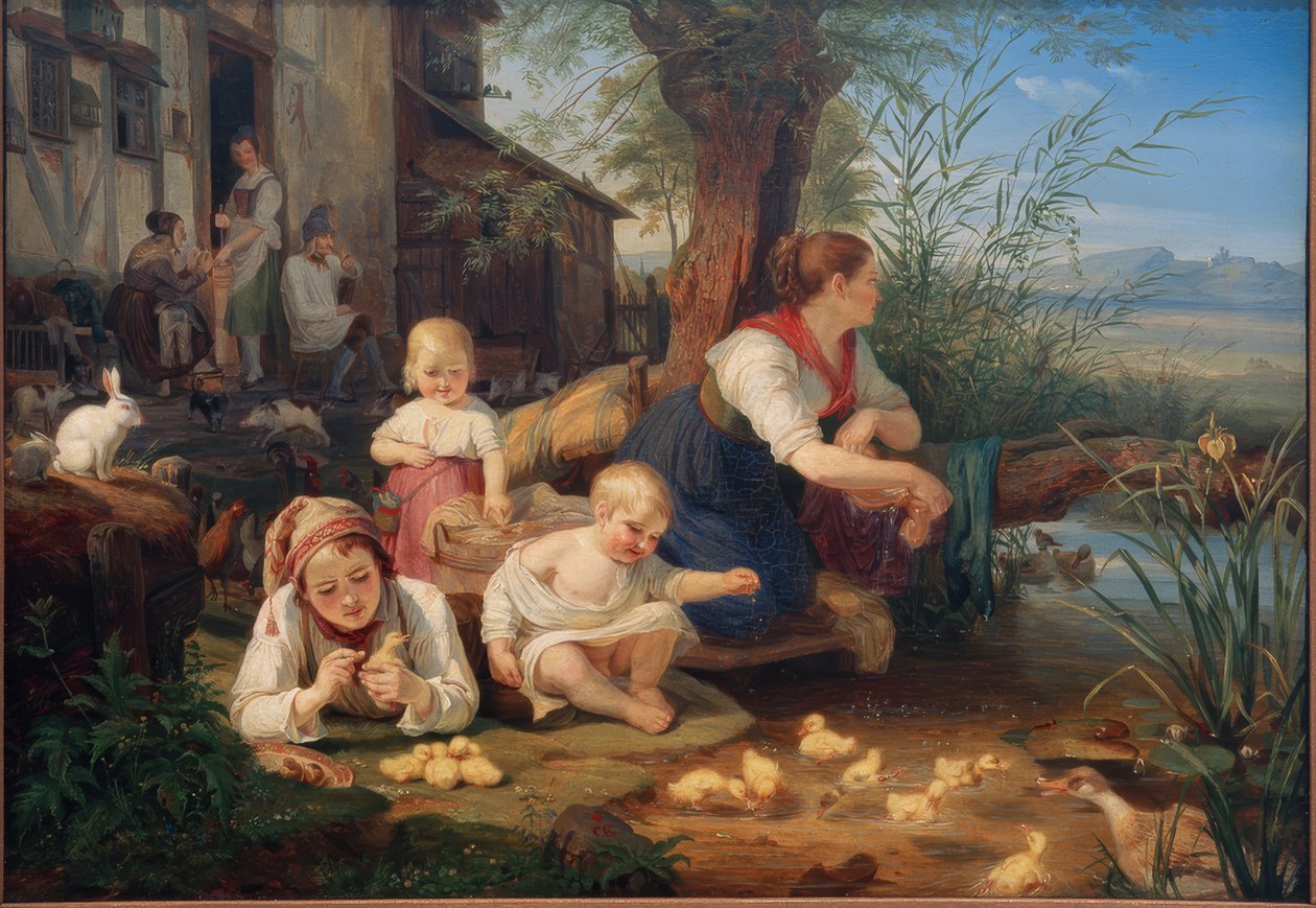 Mutter mit Kindern von Carl Engel von Rabenau