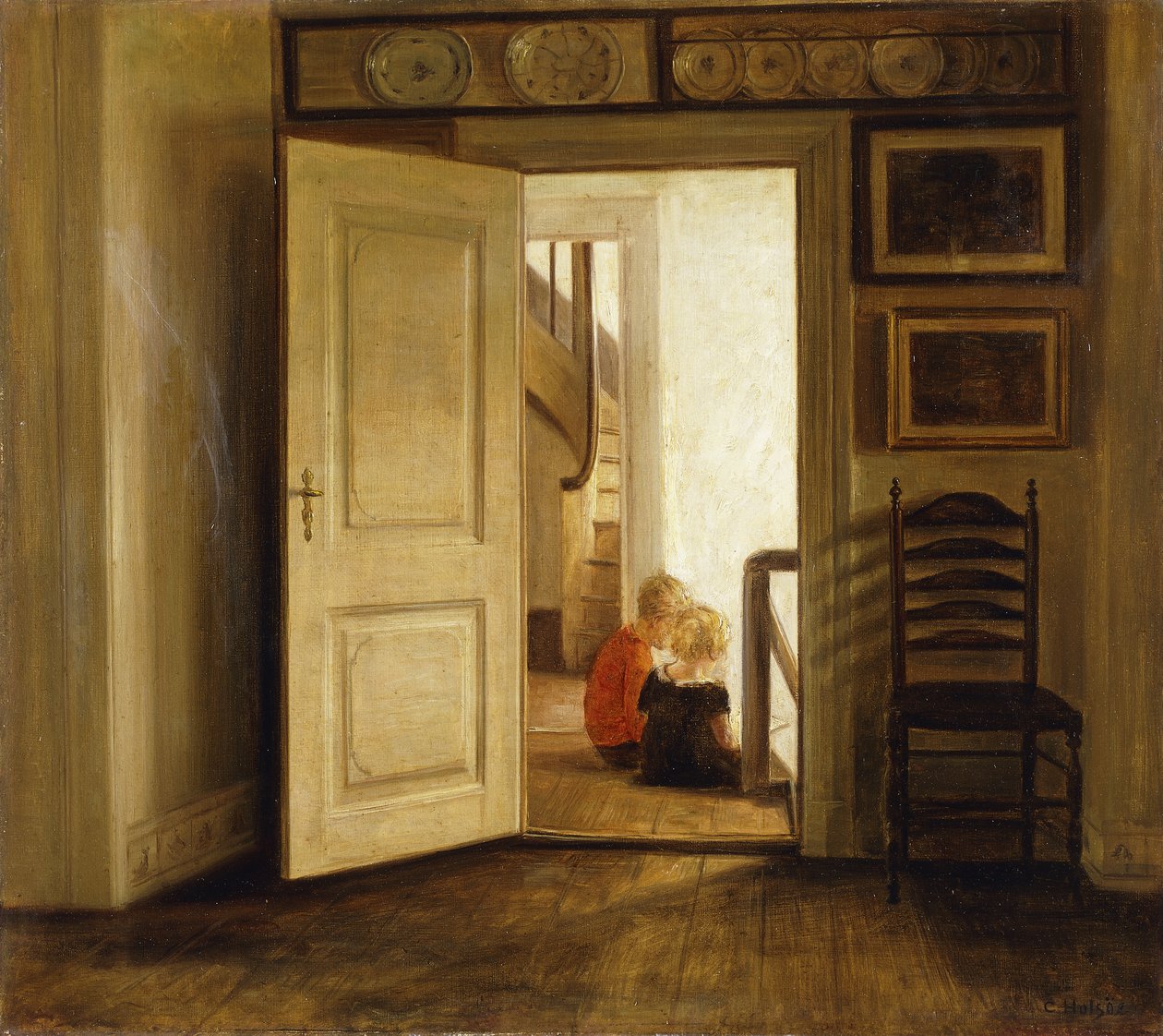 Kinder in einem Innenraum von Carl Holsoe