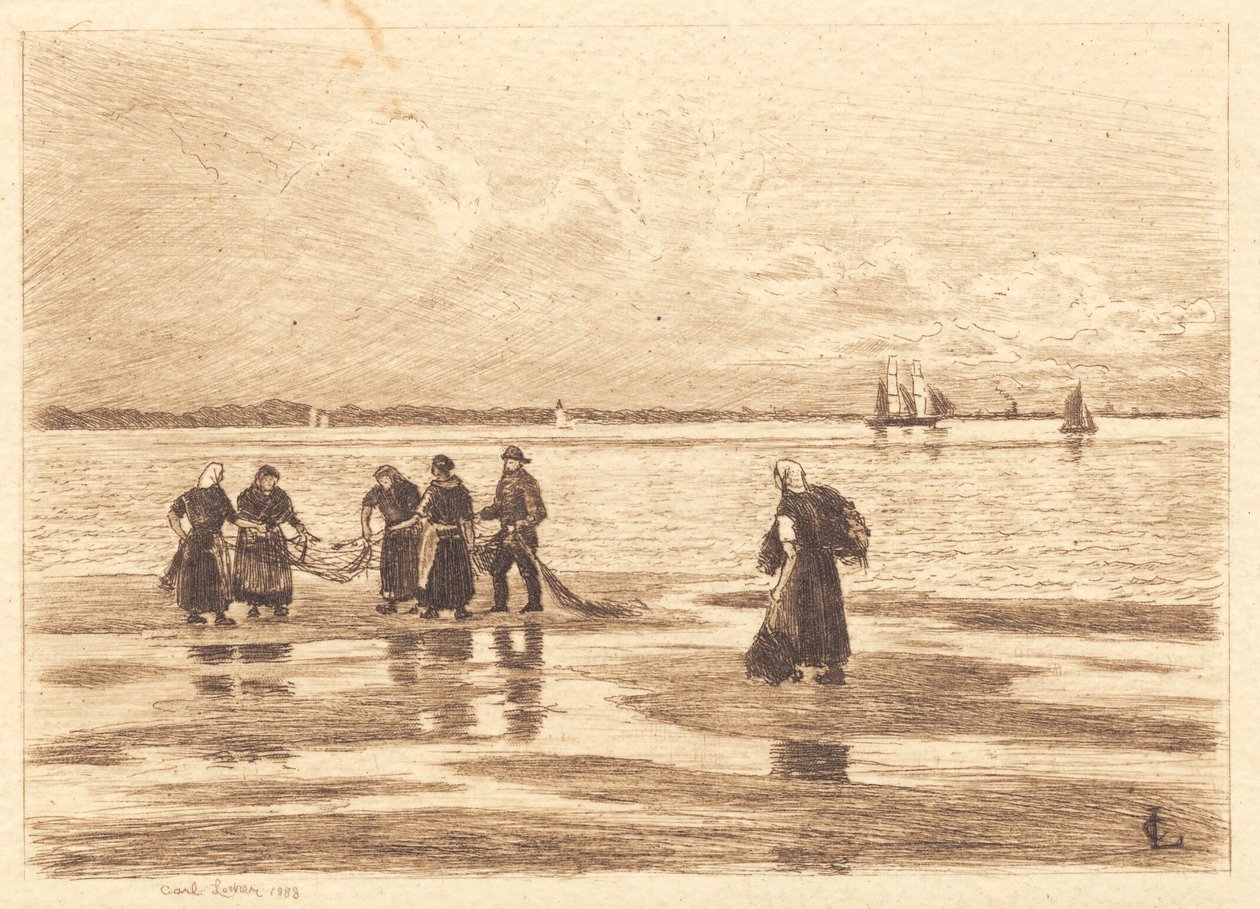 Frauen kämmen Garn von Carl Locher
