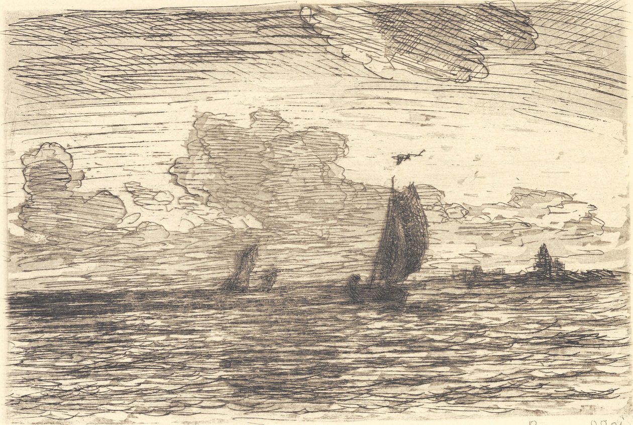 Marine mit Schiffen unter Segel von Carl Locher