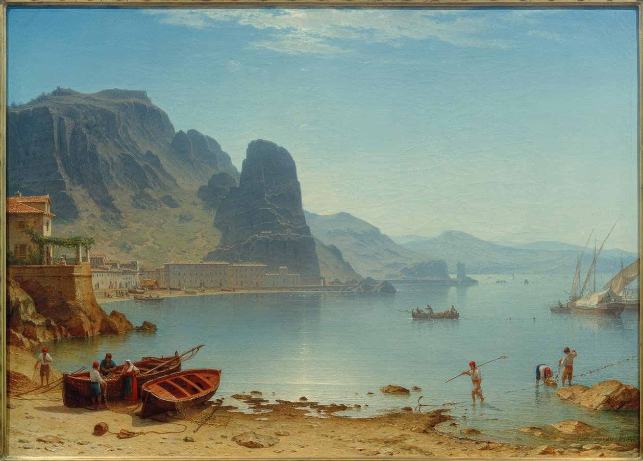 Terracina mit Fischfelsen von Carl Morgenstern