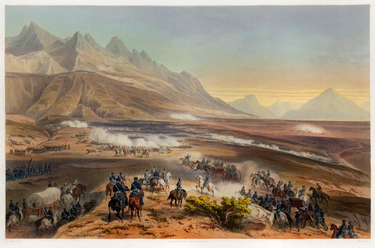 Schlacht von Buena Vista, veröffentlicht 1851 von Carl Nebel