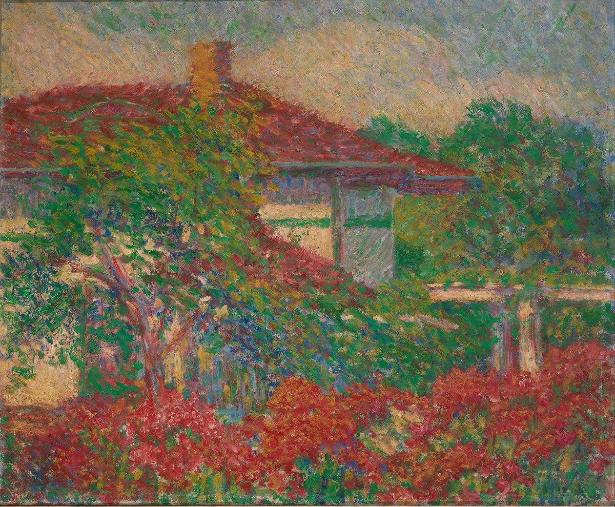 Landschaft mit rotem Dachgebäude, ca. 1880-1910 von Carl Newman