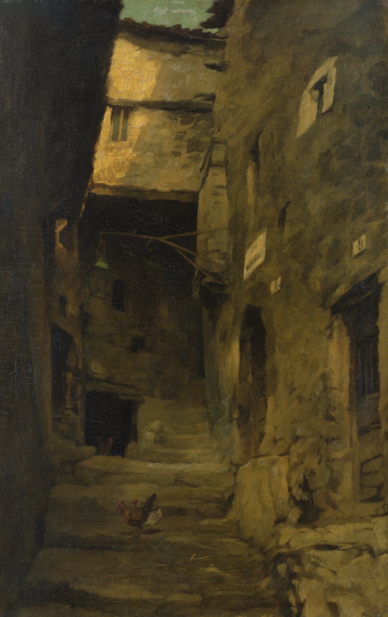 Straße in Olevano von Carl Schuch